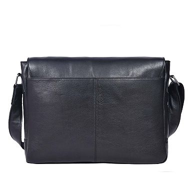 Leather Messenger Bag - Black