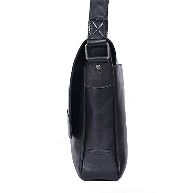 Leather Messenger Bag - Black