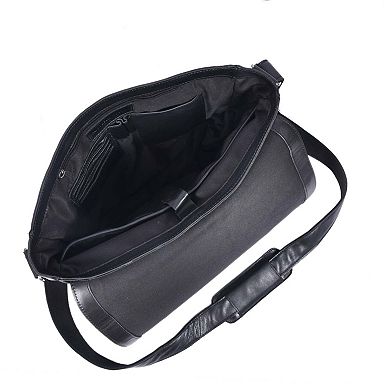 Leather Messenger Bag - Black
