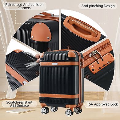 Hardshell 3-Piece Luggage Set with Spinner Wheels & TSA Lock, Lightweight ABS (20/24/28 Inch)