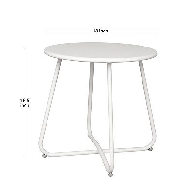 Outdoor Small Round Metal Side Table, Weatherproof End Table for Patio, Balcony, Garden, Bedside