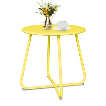 Outdoor Small Round Metal Side Table, Weatherproof End Table for Patio, Balcony, Garden, Bedside