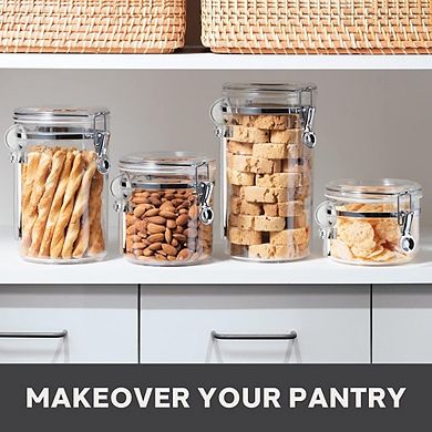 Clear Airtight Canister Set with Clamp Lids and Spoons for Kitchen Storage