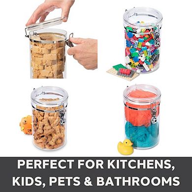 Clear Airtight Canister Set with Clamp Lids and Spoons for Kitchen Storage
