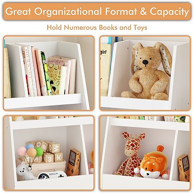 White 5-Cubby Kids Bookshelf, Toy Organizer for Bedroom, Nursery, Classroom