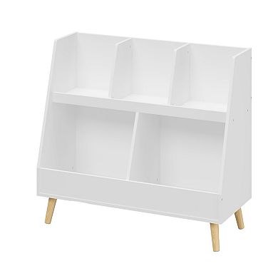 White 5-Cubby Kids Bookshelf, Toy Organizer for Bedroom, Nursery, Classroom
