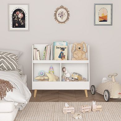 White 5-Cubby Kids Bookshelf, Toy Organizer for Bedroom, Nursery, Classroom