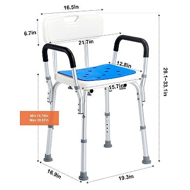 400lbs Shower Chair, Adjustable Height Bathtub Stool Seat