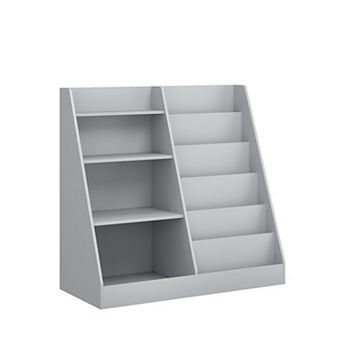 4 tier Wooden Kids Bookshelf & Toy Organizer for Playroom, Nursery