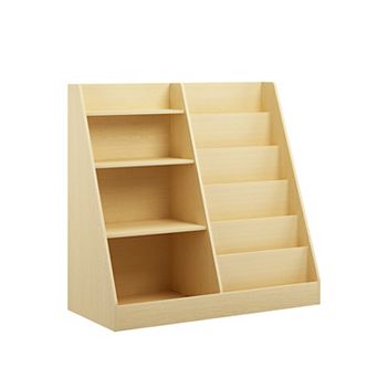 4 tier Wooden Kids Bookshelf & Toy Organizer for Playroom, Nursery