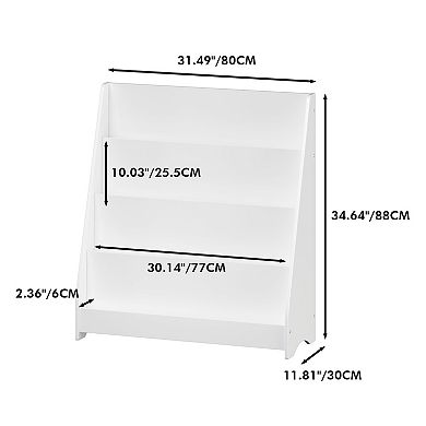 White 4-Tier Kids Bookshelf, Toddler Book Display for Playroom and Classroom
