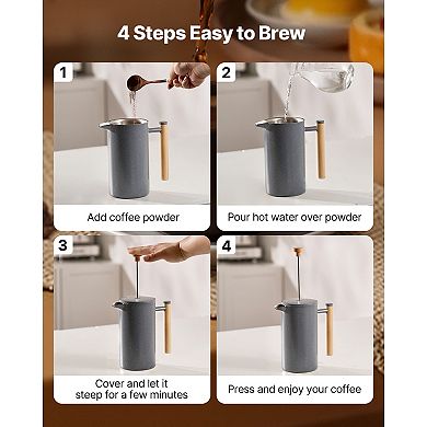 34 oz Stainless Steel French Press Coffee Maker Press, Black