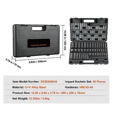 3/8-Inch Drive Impact Set, 48-Piece Socket Set 