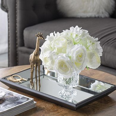 19.5" x 12.8" x2" Rectangular Glass Tray, Antique Silver Rectangle Hanging Wall Mirror