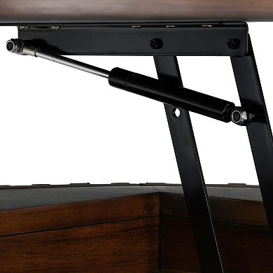 Modern Fluted Wood Accent Coffee Table with Hidden Storage for Living Room