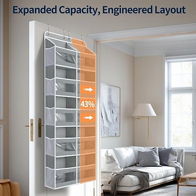 Dual-Column Over-the-Door Organizer, 10 Compartments, 80 lb Capacity