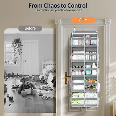 Dual-Column Over-the-Door Organizer, 10 Compartments, 80 lb Capacity