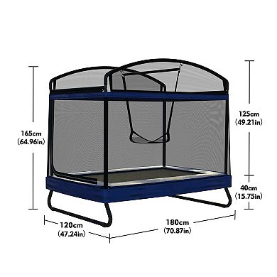 4x6ft Outdoor Square Trampolines for Kids Adults Long Rectangular Tumbling Trampoline