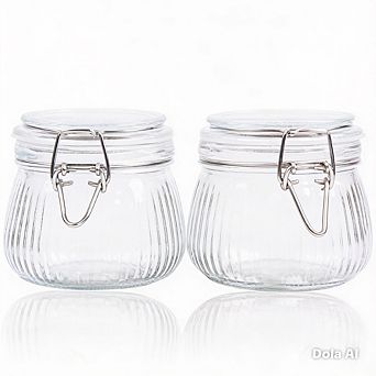 Glass Storage Jar Set with Airtight Lids, Wide Mouth Food Canisters
