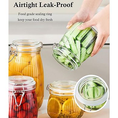 Glass Storage Jar Set with Airtight Lids, Wide Mouth Food Canisters