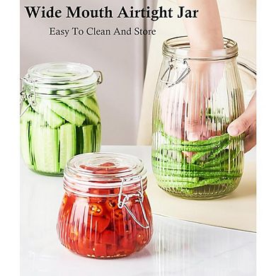 Glass Storage Jar Set with Airtight Lids, Wide Mouth Food Canisters