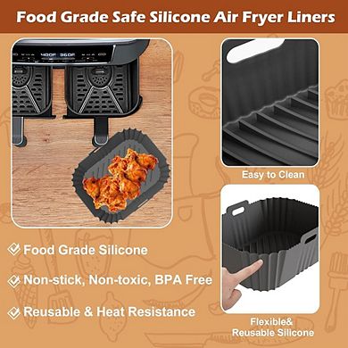 2-Piece Silicone Air Fryer Liners, Non-Stick, Reusable, Heat-Resistant