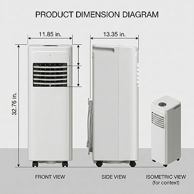 12000 BTU Portable Air Conditioner Cools 230 Sq. Ft. with Heater and Dehumidifier, Remote in White