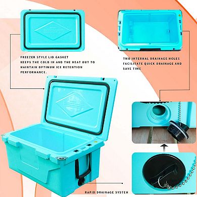 65QT 5-Day Ice Retention Cooler with Wheel and Handle for Camping Fishing