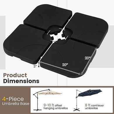 4-Piece Cantilever Offset Base 164 LBS Heavy-Duty Square with U-Locking Pins-Black