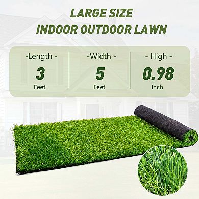 Artificial Grass Turf Carpet Thick Lawn Synthetic Grass Rug with Drainage Backing