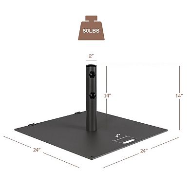 24 Inch Square Patio Umbrella Base 50 LBS Weighted