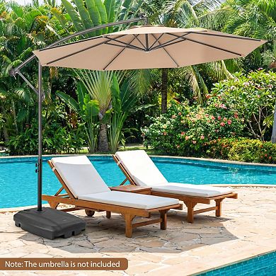 220 LBS Cantilever Patio Umbrella Base Stand with Wheels Fillable offset Umbrella Stand
