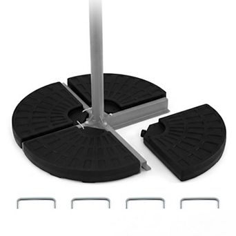 4 pc Patio Market Umbrella Base 140 LBS Heavy-Duty with U-Locking Pins Black