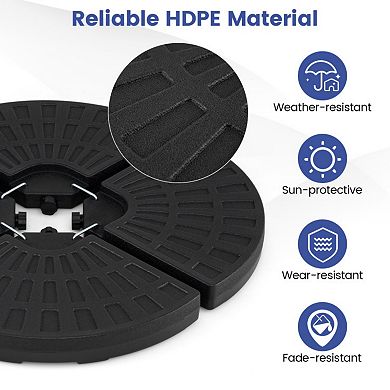 4-Piece Patio Market Umbrella Base 140 LBS Heavy-Duty with U-Locking Pins Black