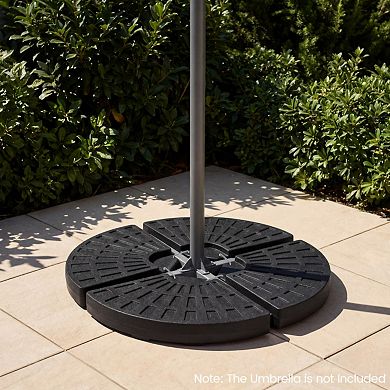 4-Piece Patio Market Umbrella Base 140 LBS Heavy-Duty with U-Locking Pins Black