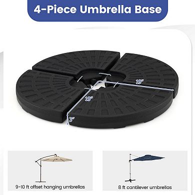 4-Piece Patio Market Umbrella Base 140 LBS Heavy-Duty with U-Locking Pins Black