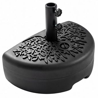 55 LBS Half Round Patio Umbrella Base for Deck Lawn Poolside-Black