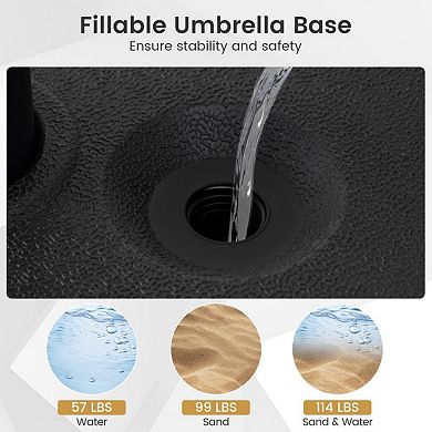 Fillable Umbrella Base 90 LBS Heavy Duty Sand Filled Round Market Umbrella Stand