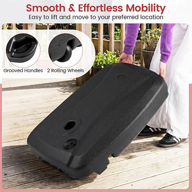 225 LBS Cantilever Patio Umbrella Base with Wheels and Crossed Base