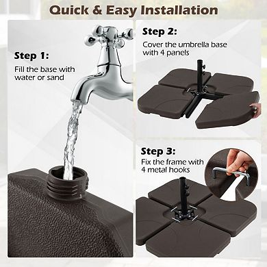 20 Inch Patio Offset Water Filled Plate Umbrella Base Sand-Coffee