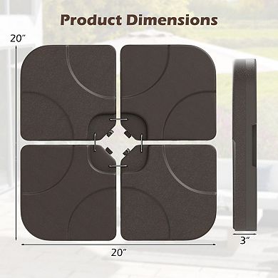 20 Inch Patio Offset Water Filled Plate Umbrella Base Sand-Coffee