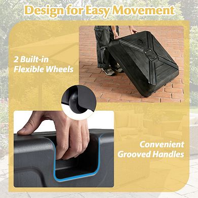 Cantilever Offset Umbrella Base with Wheels for Patio, Backyard and Poolside