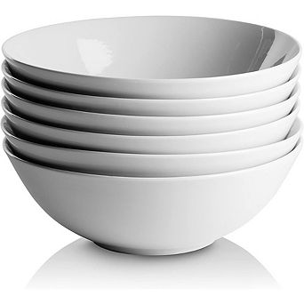 White Coupe Cereal Bowls Set of 6, Durable & Stackable