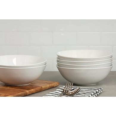 White Coupe Cereal Bowls Set of 6, Durable & Stackable