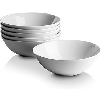 White Coupe Cereal Bowls Set of 6, Durable & Stackable