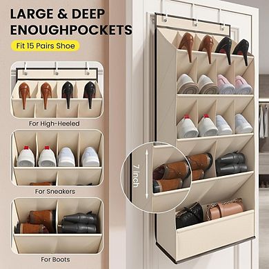 Over Door Hanging Shoe Organizer with Large Breathable Pockets