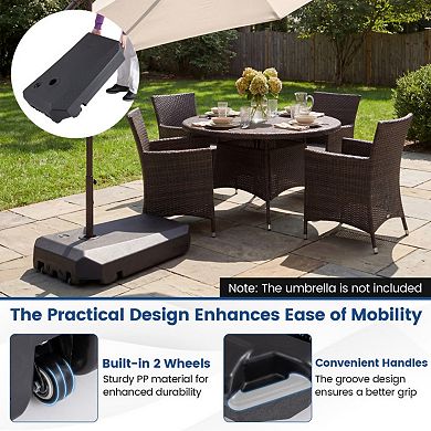 165 LBS Heavy Duty Fillable Cantilever Umbrella Base with Wheels and Cross Base
