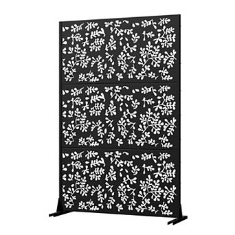 6ft H x 4ft W Black Weather Resistant Galvanized Steel Outdoor Privacy Screen for Yard Privacy Shade
