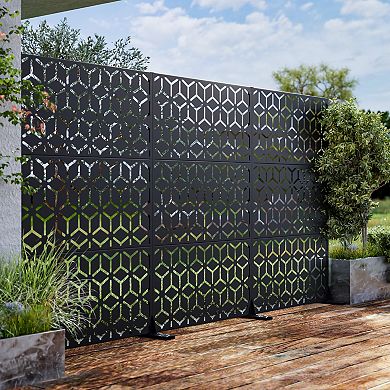 6 ft H x 4 ft W Outdoor Privacy Screens Black Galvanized Steel Screen for Privacy Protection