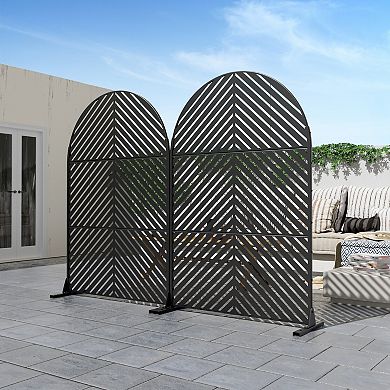 6 ft H x 4 ft W Black Galvanized Steel Outdoor Privacy Screen Sun Shade Durable Yard Decor